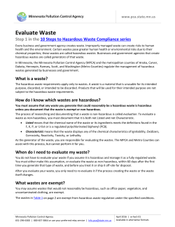 Evaluate Waste - Minnesota Pollution Control Agency
