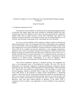 Afroasiatic Comparative Lexica: Implications for Long (and Medium