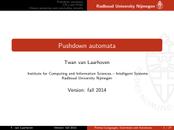 Pushdown automata - Institute for Computing and Information