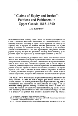 "Claims of Equity and Justice": Petitions and Petitioners in Upper