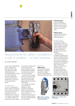 Cables concealed in a wall or partition