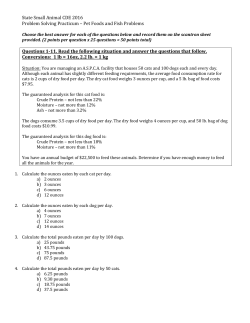 State Small Animal CDE 2016 Problem Solving Practicum &ndash; Pet