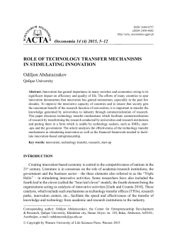 ROLE OF TECHNOLOGY TRANSFER MECHANISMS IN