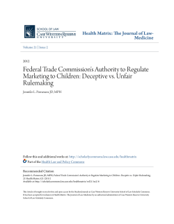 Federal Trade Commission`s Authority to Regulate Marketing to