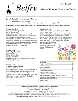 March 2017 Belfry - Harvard Unitarian Universalist Church