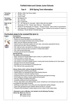 Fairfield Infant and Colneis Junior Schools Year 4 2016 Spring Term