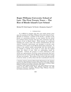 The First Twenty Years - Roger Williams University Law Review