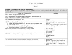 GRADE 4 SOCIAL STUDIES History Standard 1 &ndash; Chronological