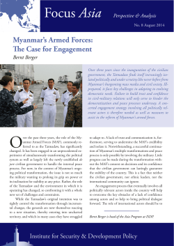 Myanmar`s Armed Forces: The Case for Engagement