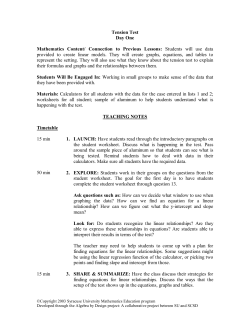 Tension Test Day One Mathematics Content/ Connection to