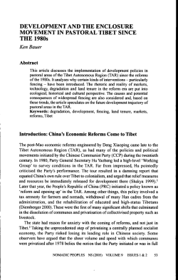 Development and the Enclosure Movement in Pastoral Tibet since