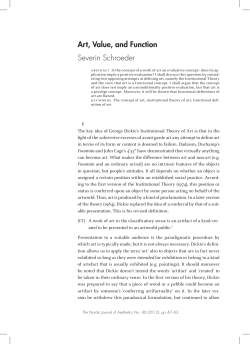 Art, Value, and Function Severin Schroeder