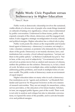 Public Work: Civic Populism versus Technocracy in Higher Education