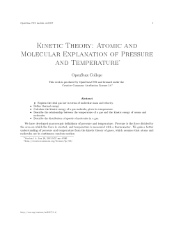 Kinetic Theory: Atomic and Molecular Explanation