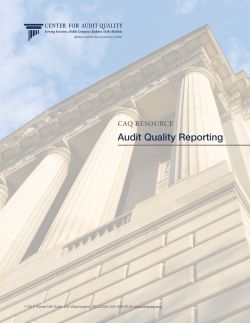 Audit Quality Reporting - The Center for Audit Quality