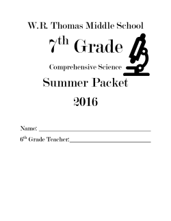 7th Grade Science Summer Packet