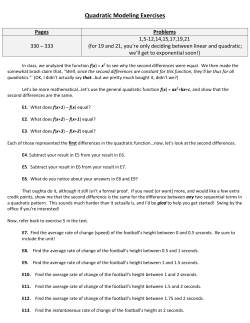 Quadratic Modeling Exercises