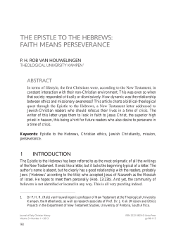 THE EPISTLE TO THE HEBREWS: FAITH MEANS PERSEVERANCE