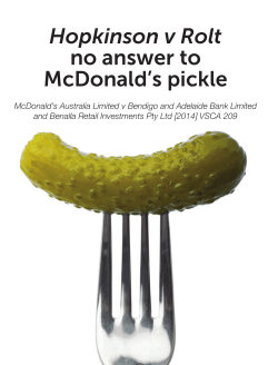 Hopkinson v Rolt no answer to McDonald`s pickle
