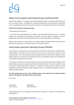 Food Grade Lubricants Working Group (FGLWG)