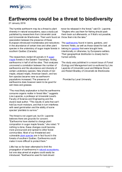 Earthworms could be a threat to biodiversity