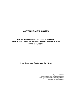 Allied Health Professionals/Dependent Practitioners Credentialing