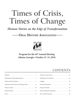 Times of Crisis, Times of Change