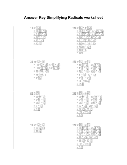 Answer Key Simplifying Radicals worksheet