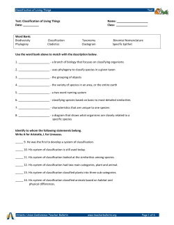 Test: Classification of Living Things Name