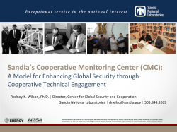 Sandia`s Cooperative Monitoring Center (CMC):