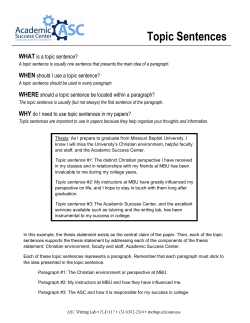 Topic Sentences - Missouri Baptist University