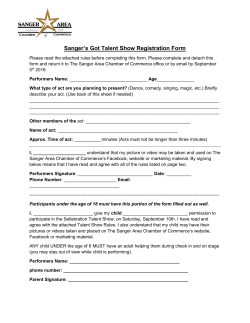 Sanger`s Got Talent Show Registration Form