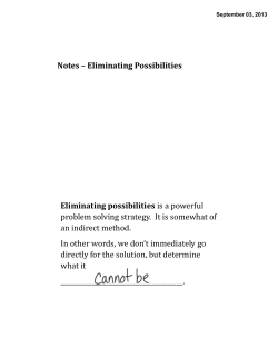 Notes &ndash; Eliminating Possibilities