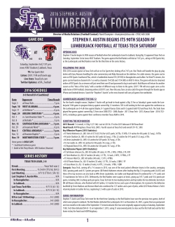 1 STEPHEN F. AUSTIN BEGINS ITS 90TH SEASON OF