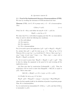 23. Quotient groups II 23.1. Proof of the fundamental theorem of