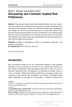 Discounting and Criminals` Implied Risk Preferences