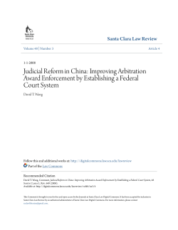 Judicial Reform in China: Improving Arbitration Award Enforcement