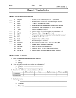 Chapter 14 Volcanism Review