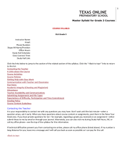 Master Syllabi for Grade 3 Courses