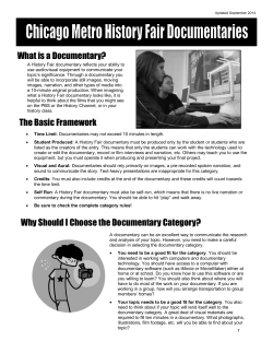 Documentary Manual - Chicago Metro History Fair