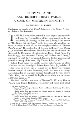 thomas paine and robert treat paine: a case of mistaken identity