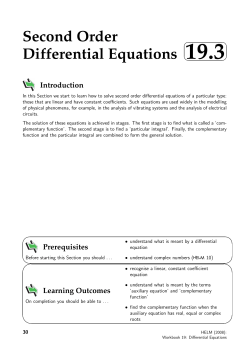 Second Order Differential Equations