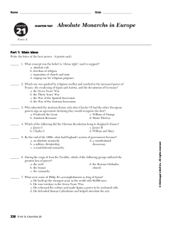 Absolute Monarchs in Europe