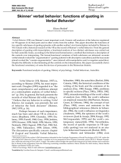 Skinner` verbal behavior: functions of quoting in Verbal Behavior
