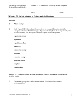 Chapter 52: An Introduction to Ecology and the Biosphere