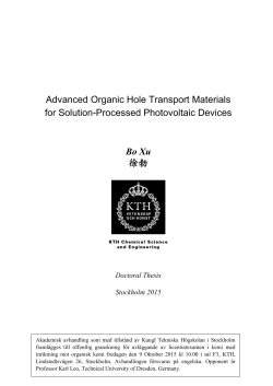 Advanced Organic Hole Transport Materials for Solution