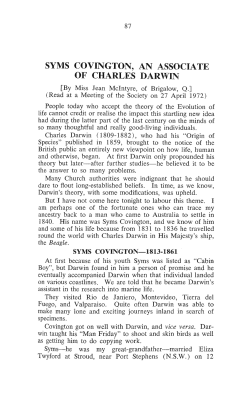 syms covington, an associate of charles darwin
