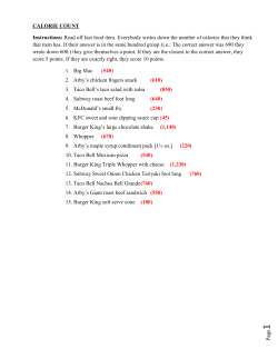 CALORIE COUNT Instructions
