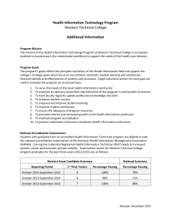 Health Information Technology Program Western Technical College