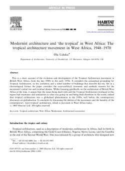 Modernist architecture and `the tropical` in West Africa: The tropical